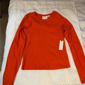 Anthropologie Vibrant Orange Crew Neck Sweater